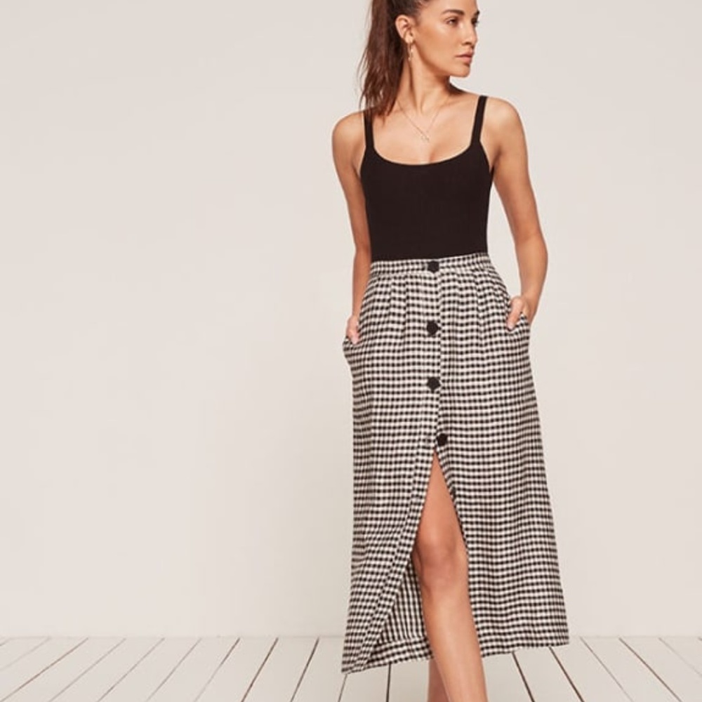 Reformation Valenti Skirt in April Check